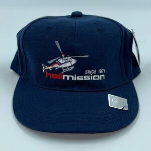Vintage Helimission Since 1971 Navy Blue Lima New York Rochester Fitted Hat